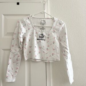 White Hello Kitty long sleeve crop top